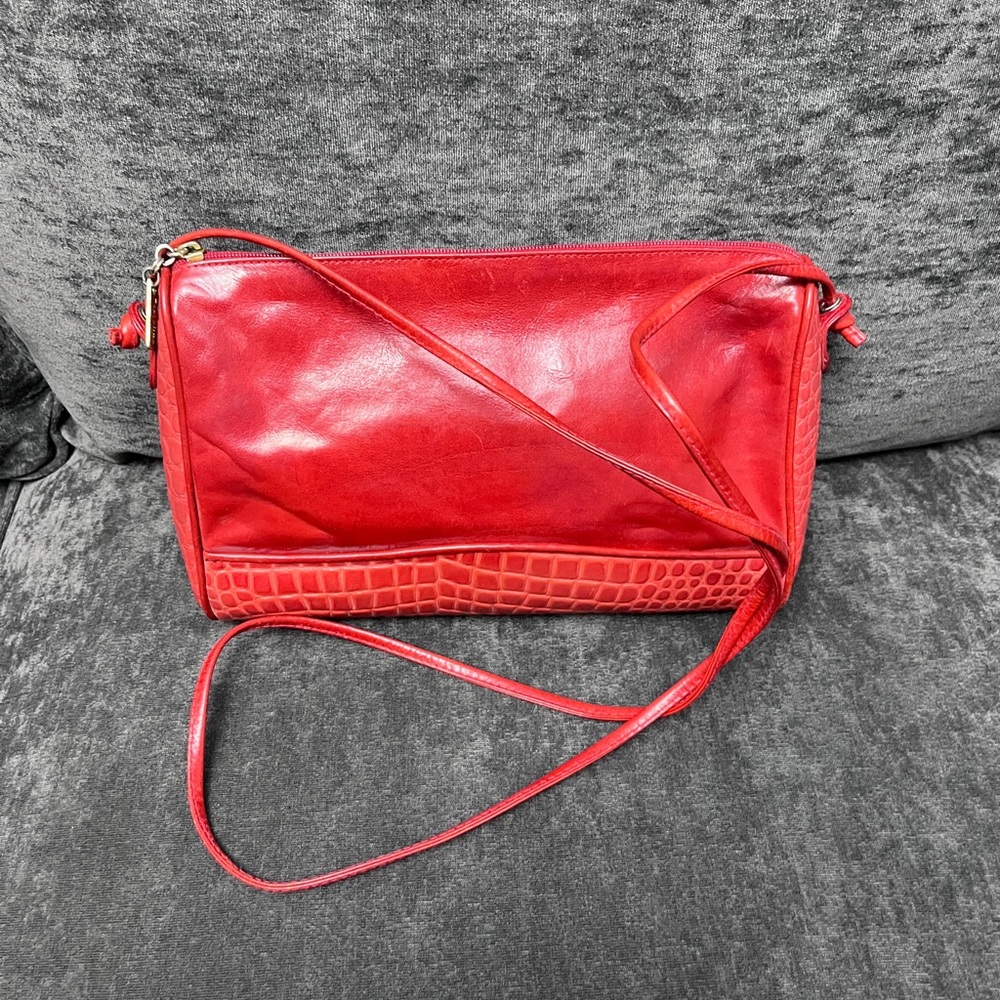 Vintage Portofino Collection Red Leather Crossbody Shoulder Handbag
